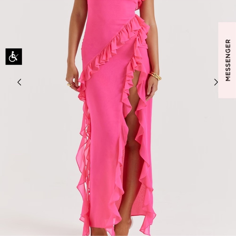 SARINA FUCHSIA RUFFLE MAXI DRESS - Picture 6 of 7
